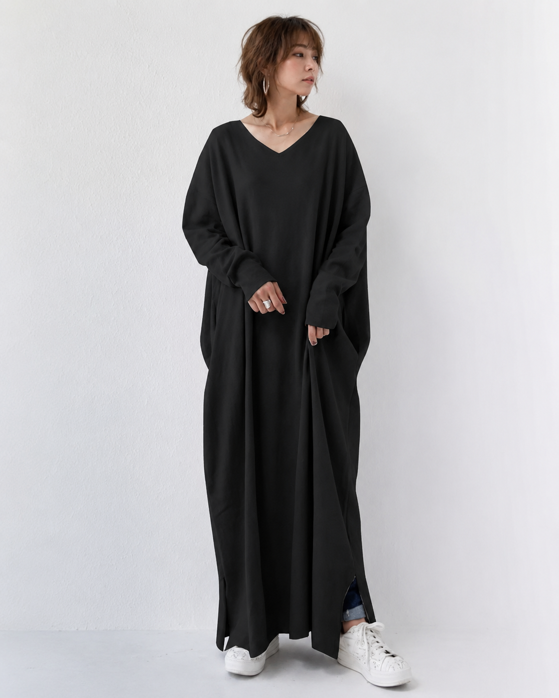 Shacora - Robe Maxi à Col en V et Coupe Ample