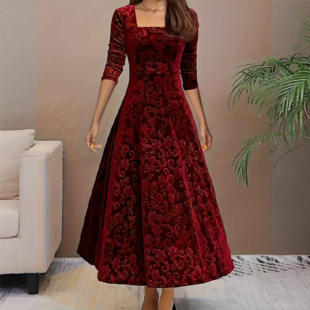 Malvina - Elegantes Kleid mit eckigem Ausschnitt für Damen