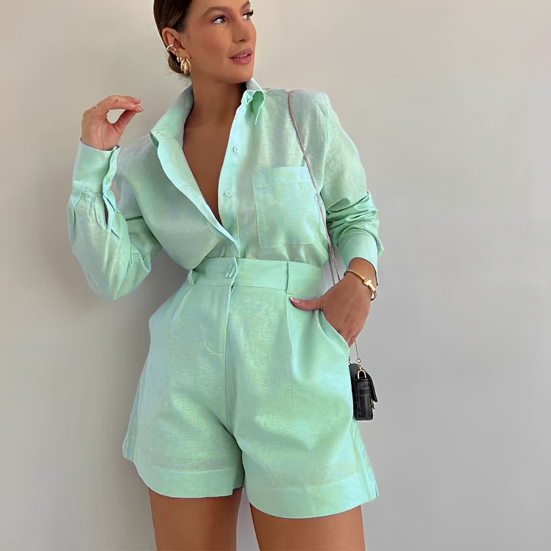 Yasin - Ensemble ample de short avec haut à manches longues