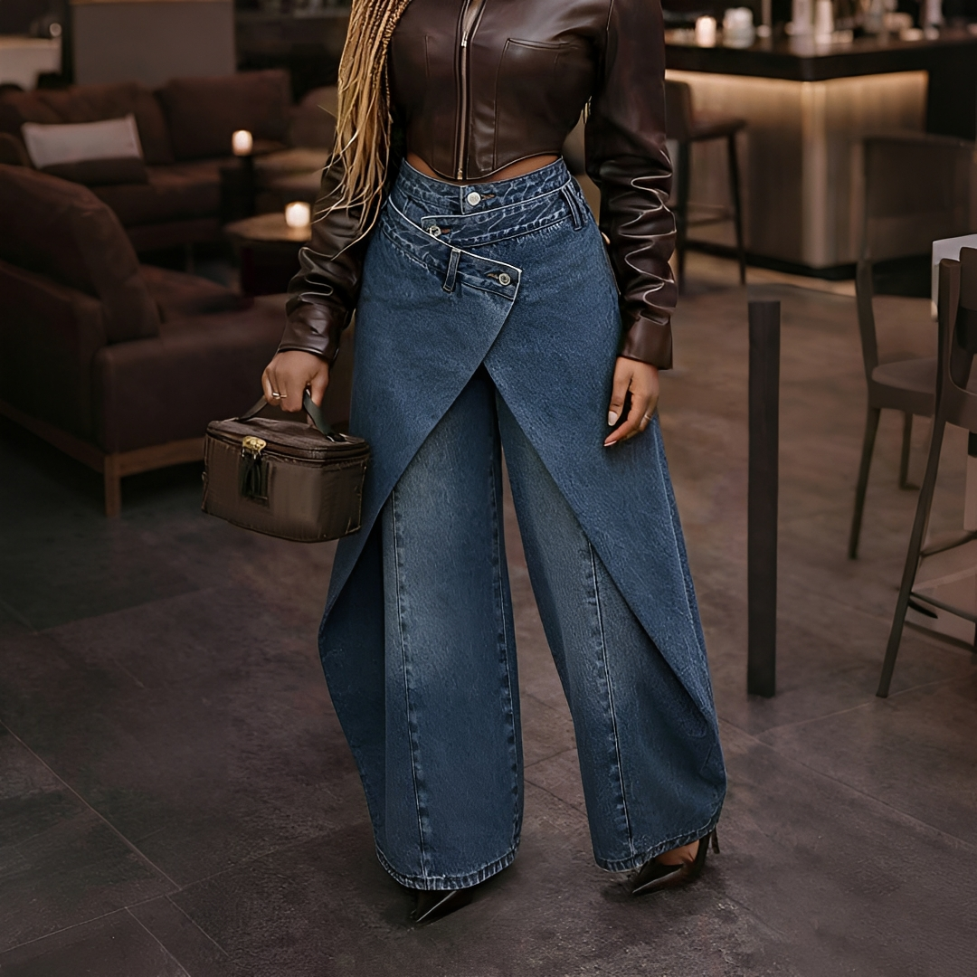 Cheska - Pantalon Élégant à Devant Croisé