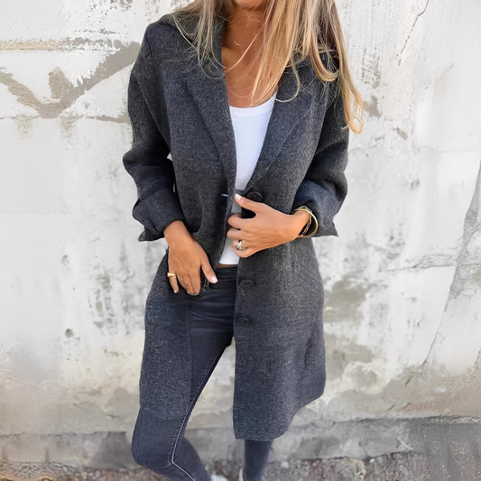 Odile - Long casual coat with lapels for women