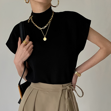 Lesley - T-shirt col roulé confortable