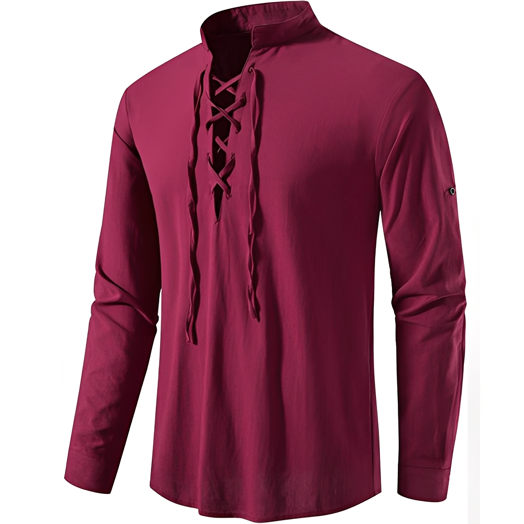 Josué - Chemise élégante à col en V et dentelle pour homme
