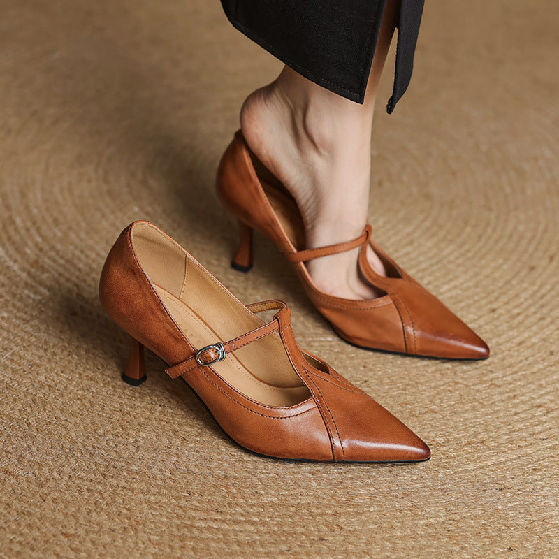 Ellis - Chaussures à Talon Élégantes avec Fermeture en T