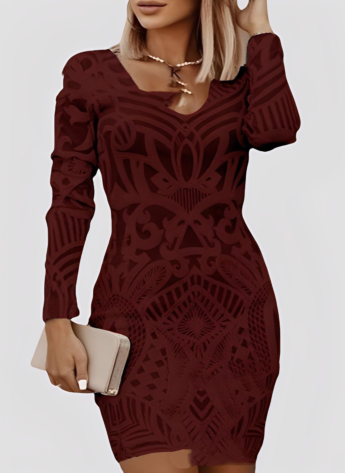 Caitlyn - Longue robe ajustée à manches pour femme élégante