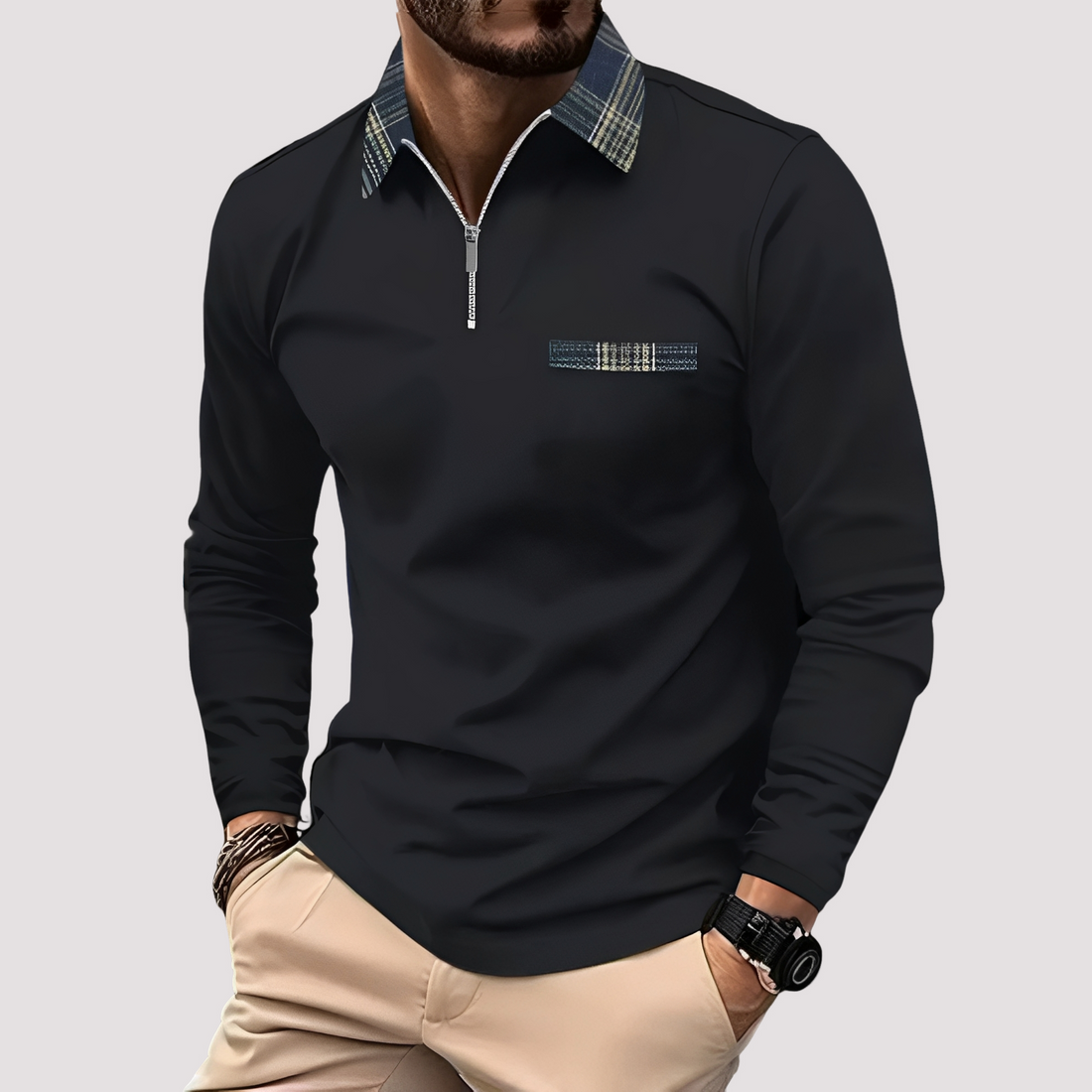 Aidan - Polo élégant à manches longues pour hommes