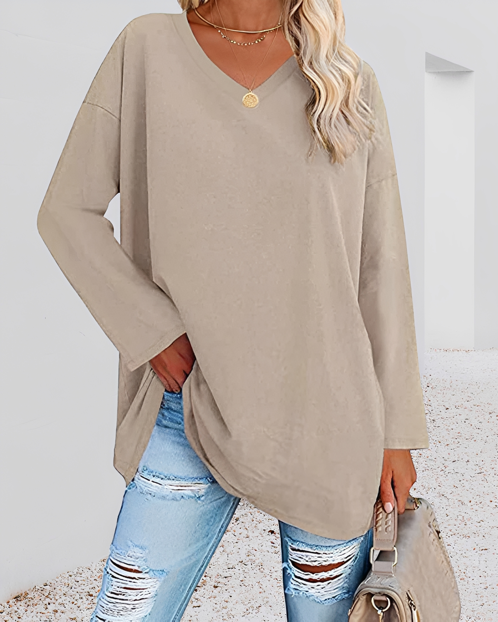 Kendra - Chemise ample à col en V élégante