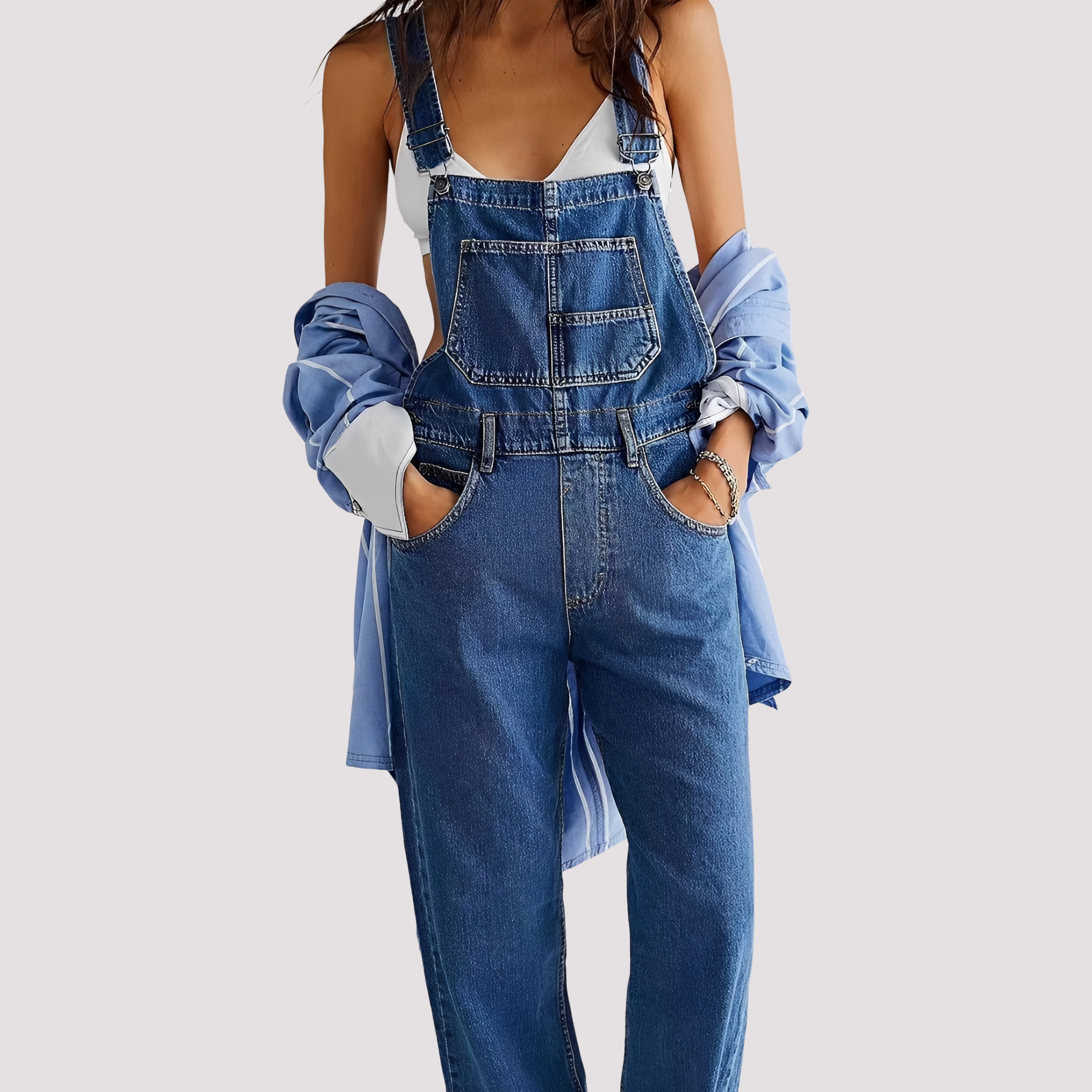 Sophie - Combinaison casual en jean, coupe large pour femmes
