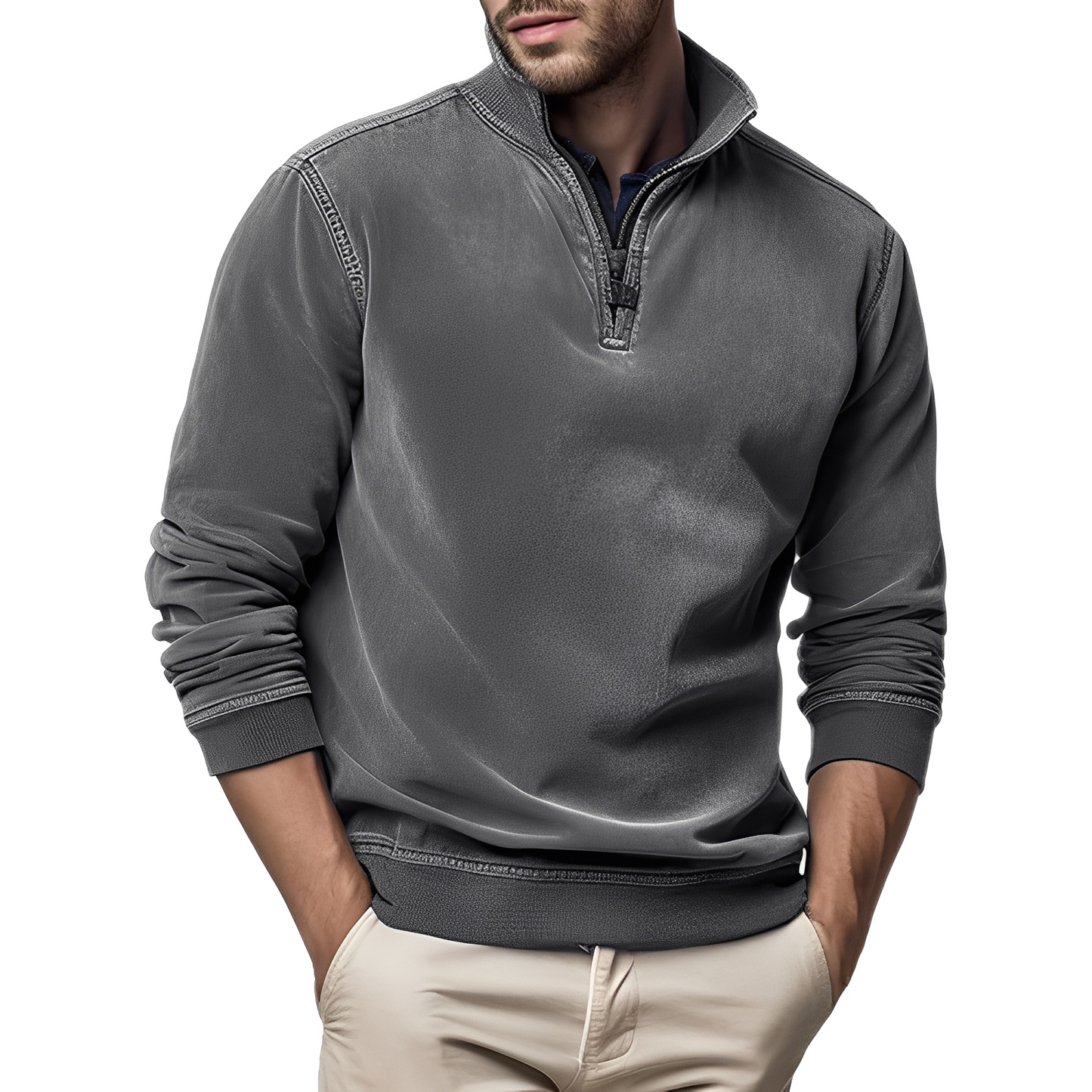 Dunstan - Sweat à la mode en polaire lavée pour homme