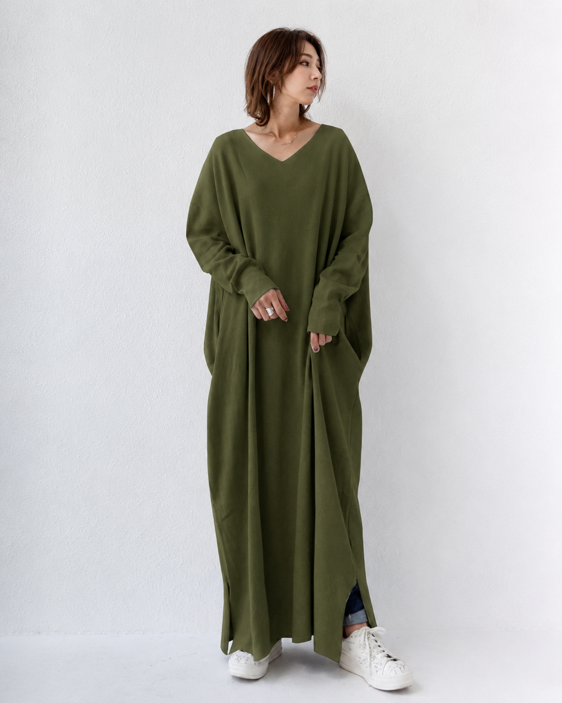 Shacora - Robe Maxi à Col en V et Coupe Ample