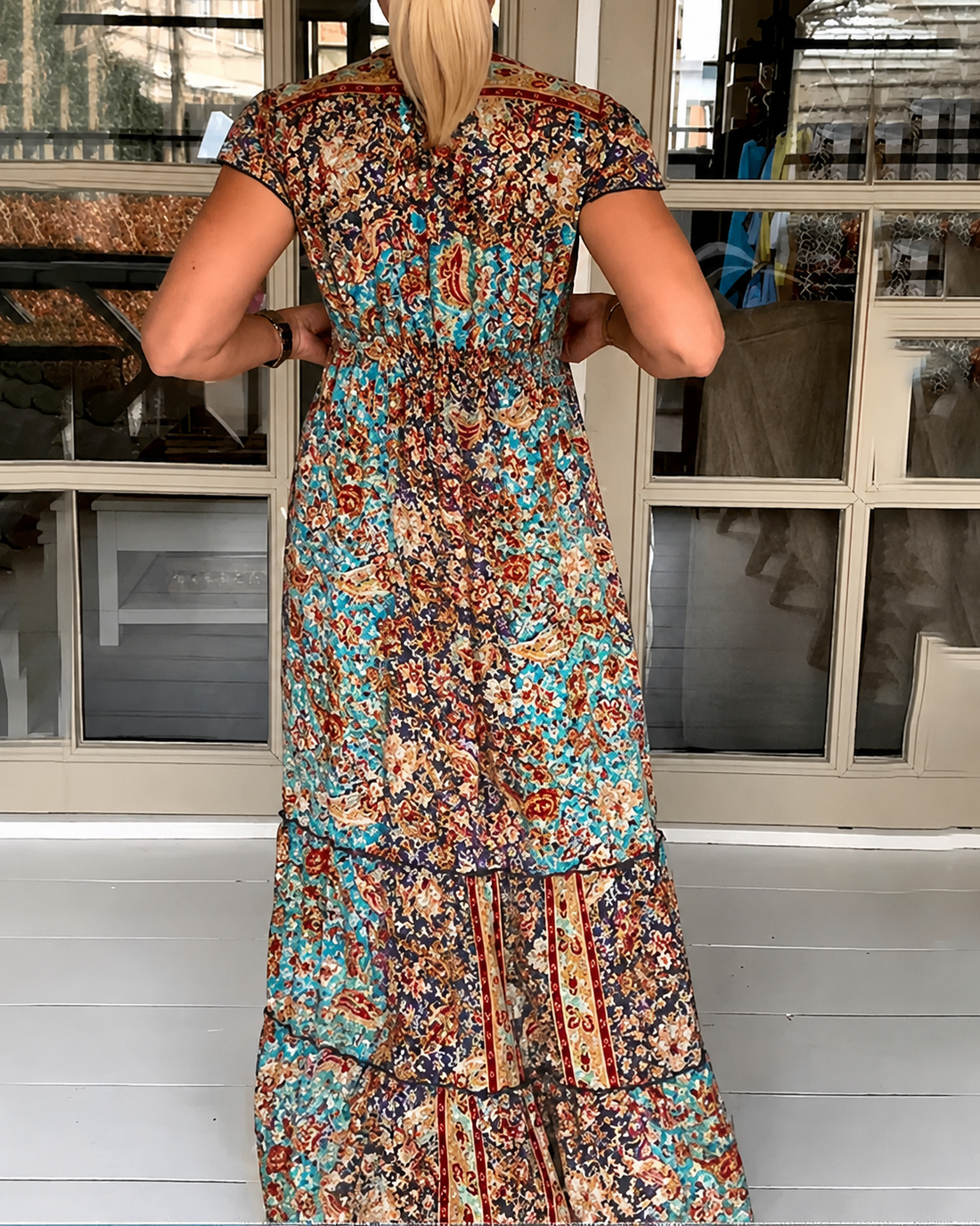 Calneshia - Robe Maxi Élégante à Col en V