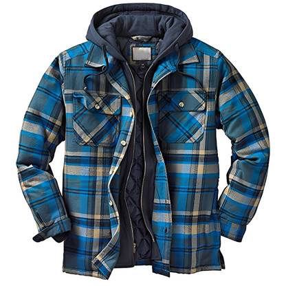 Flynn - Manteau à carreaux classique avec capuche pour hommes