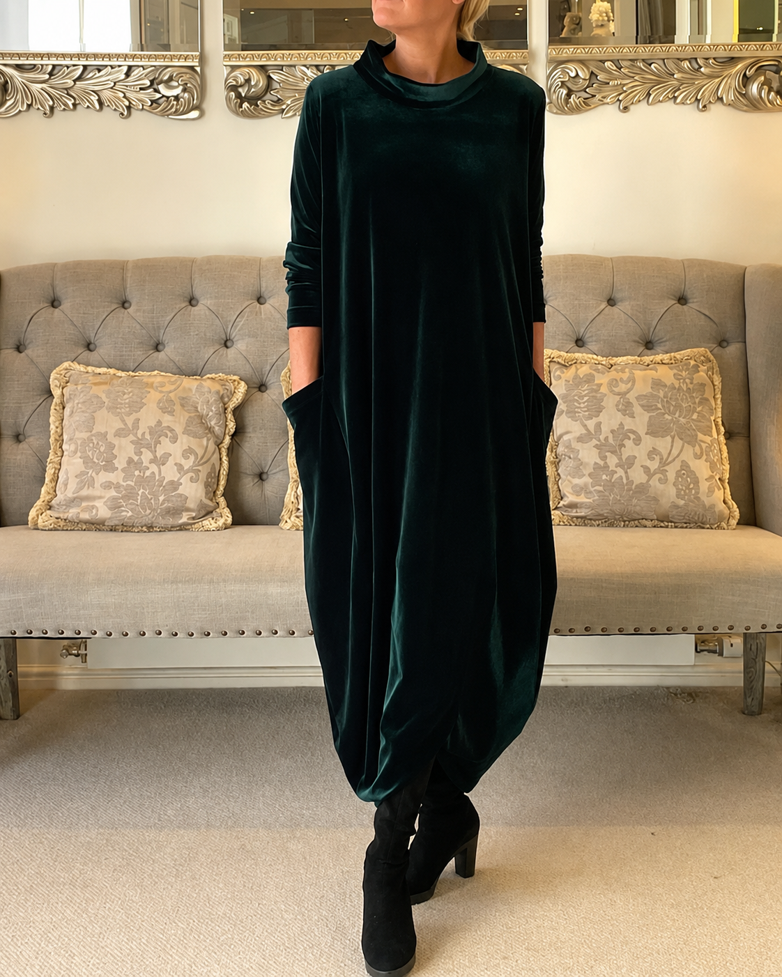 Zalinia - Robe Élégante à Col Rond