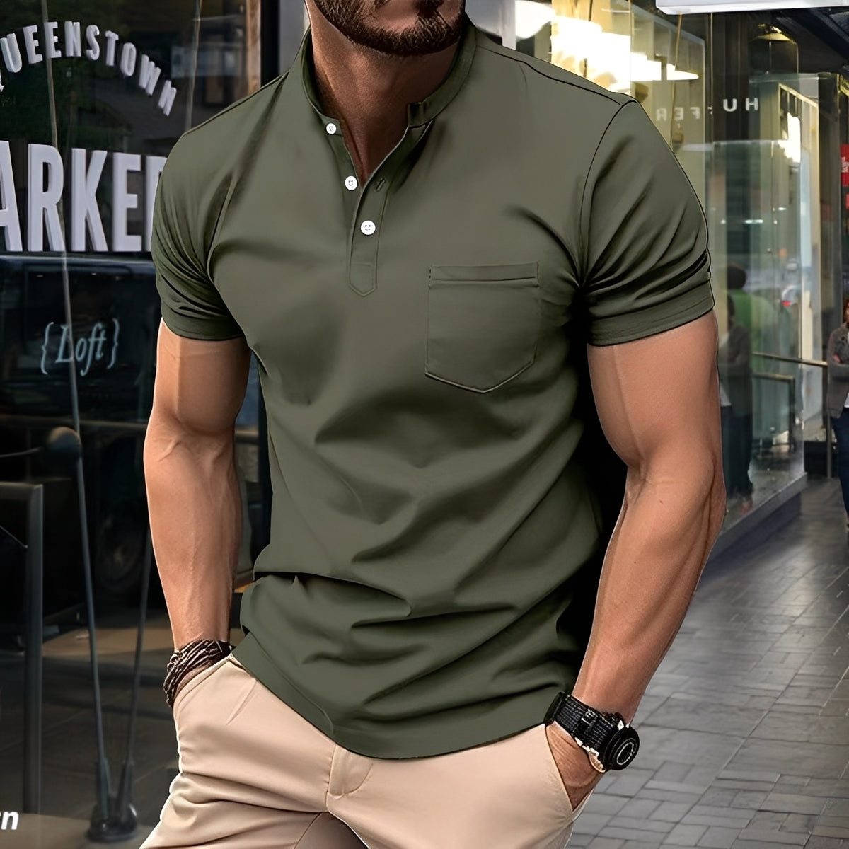 Darwin - Polo simple et relax avec col montant pour hommes