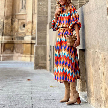 Susan - Robe ample à motif géométrique pour femmes