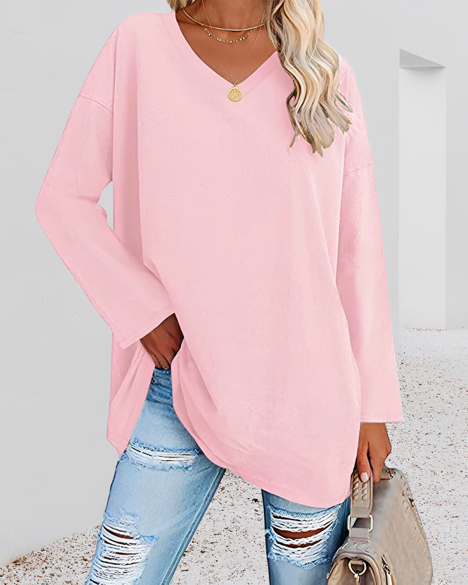 Kendra - Chemise ample à col en V élégante
