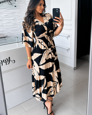 Agathe - Robe Midi Élégante à Col en V