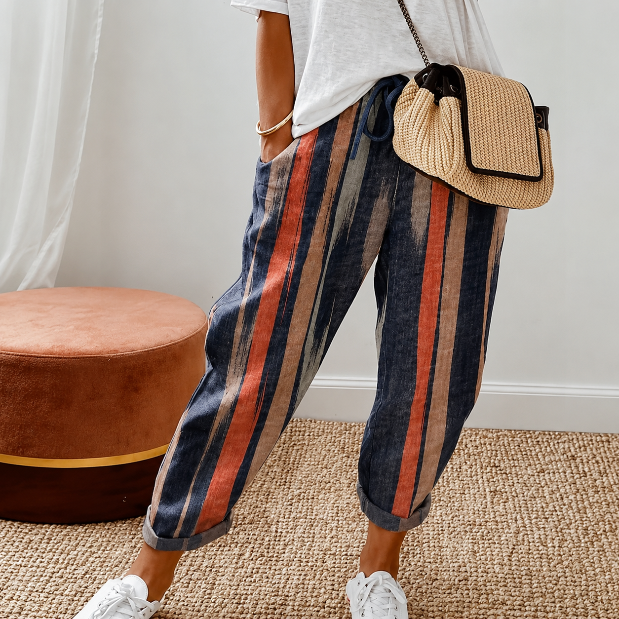 Chelease - Pantalon Décontracté à Cordon