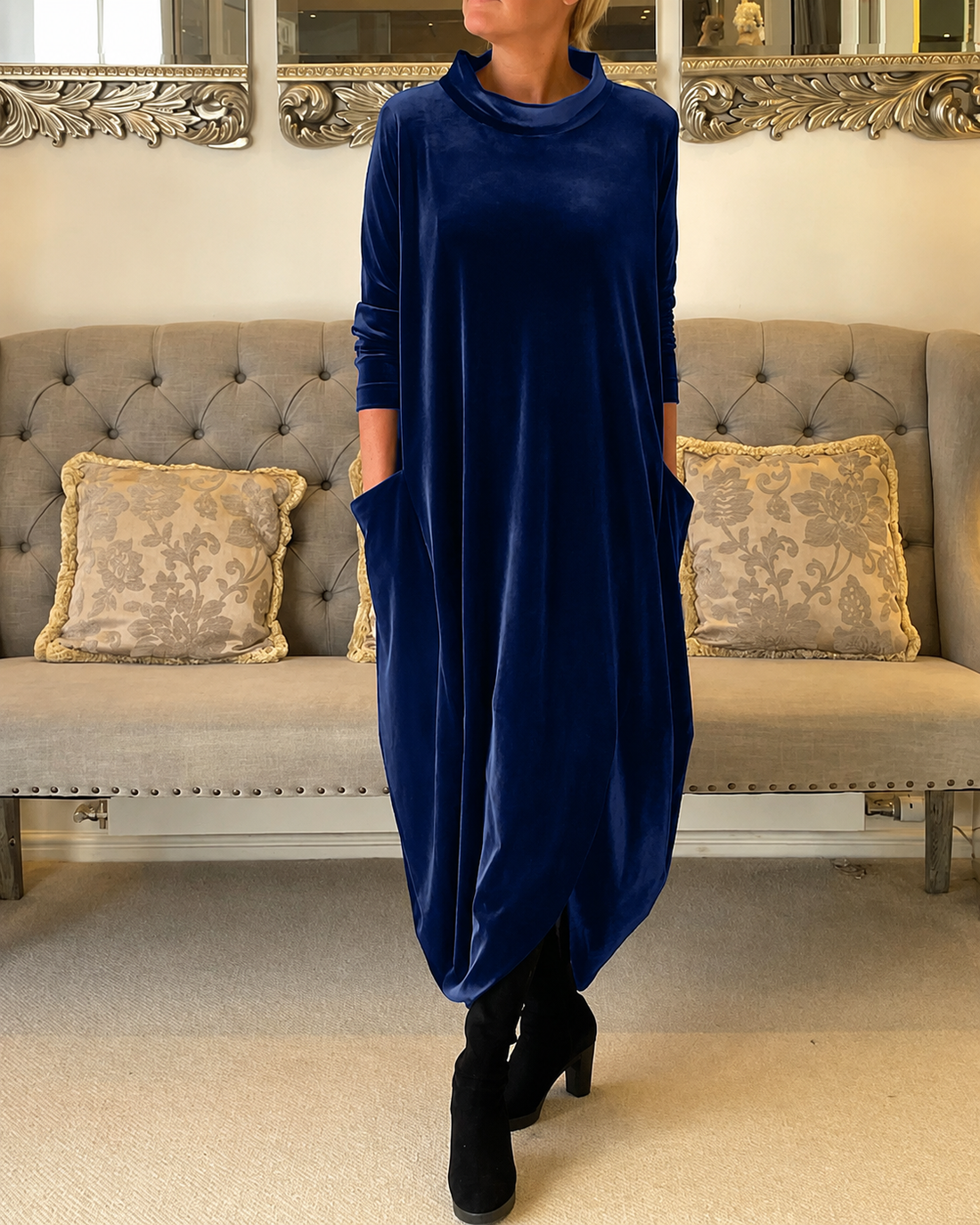 Zalinia - Robe Élégante à Col Rond