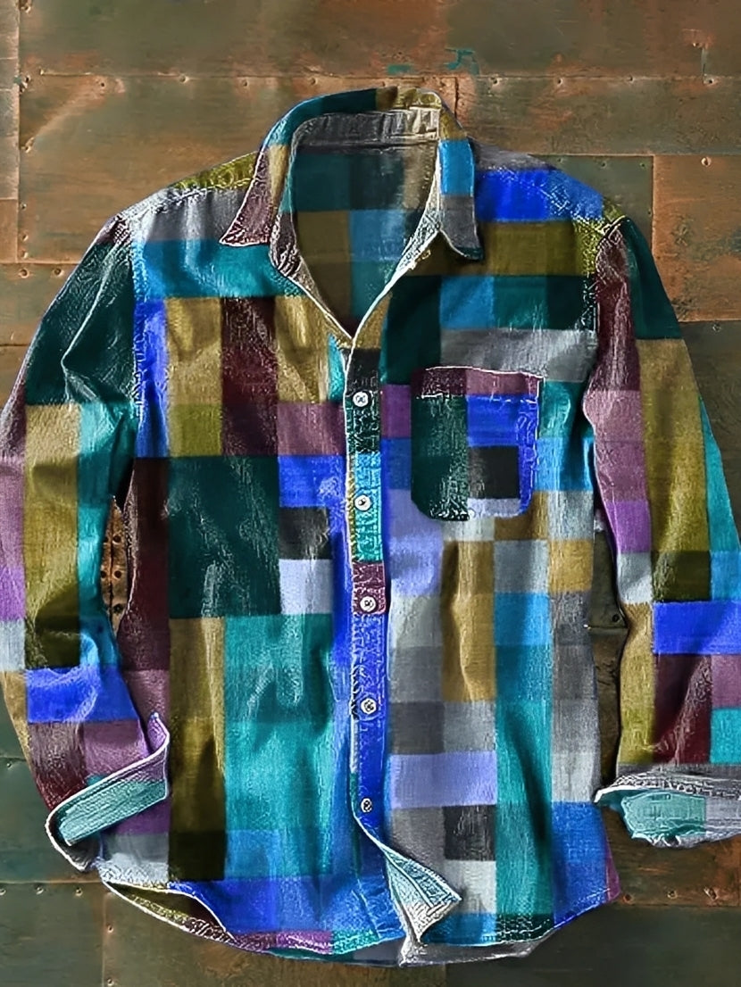 Charles – Chemise homme à manches longues – Vintage et colorée