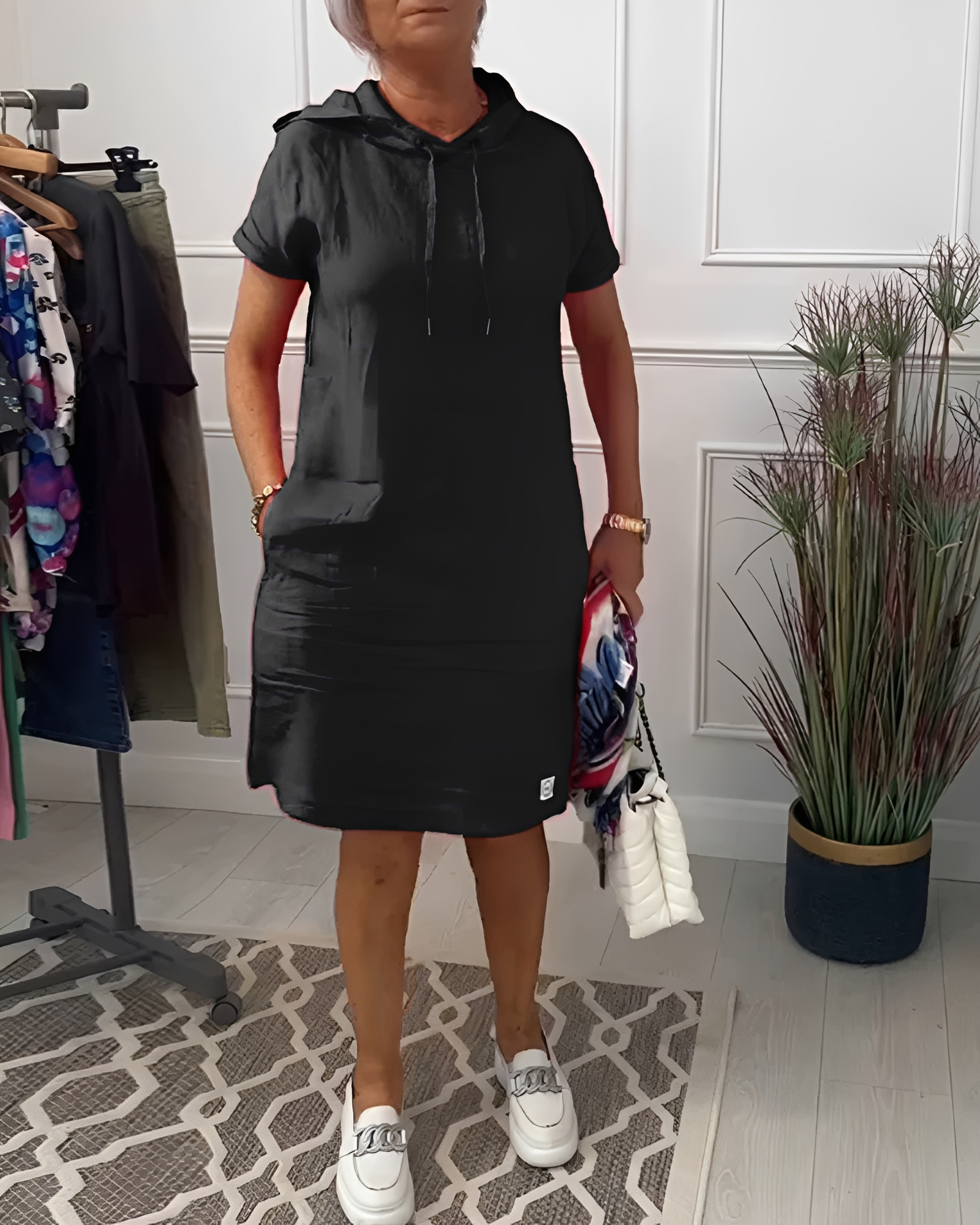 Tasha - Robe Midi Décontractée à Capuche