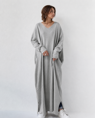 Shacora - Robe Maxi à Col en V et Coupe Ample