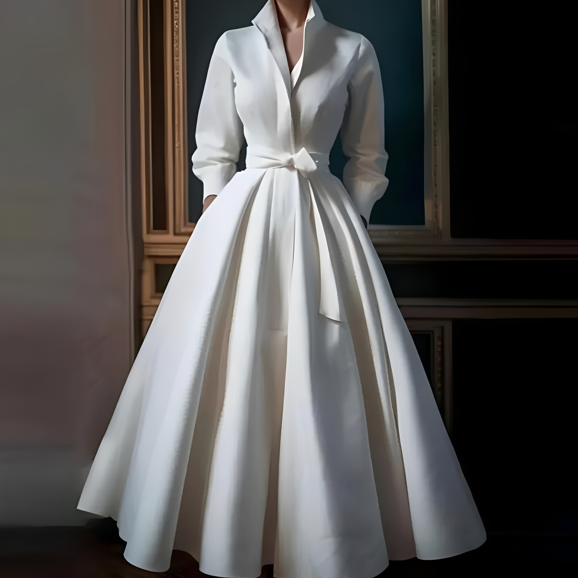 Megan - Robe longue chic avec ceinture pour femmes
