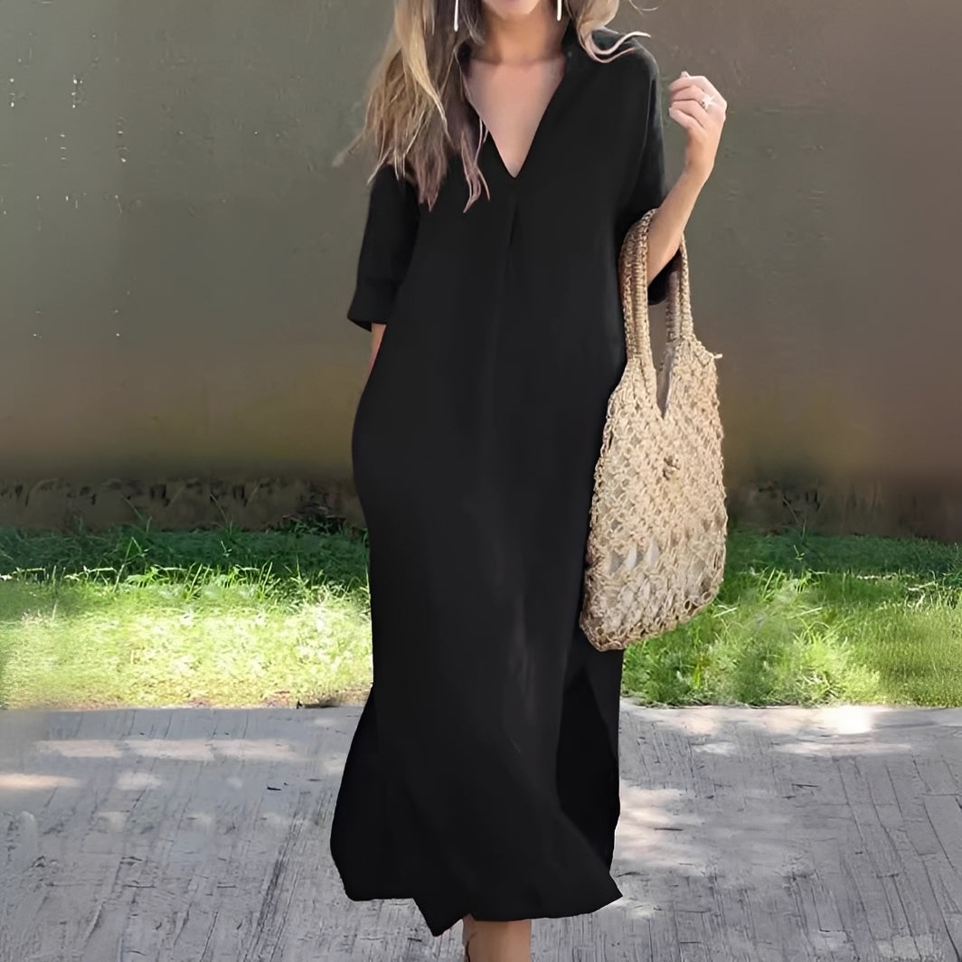 Lucie - Robe décontractée et ample avec col en V pour femmes