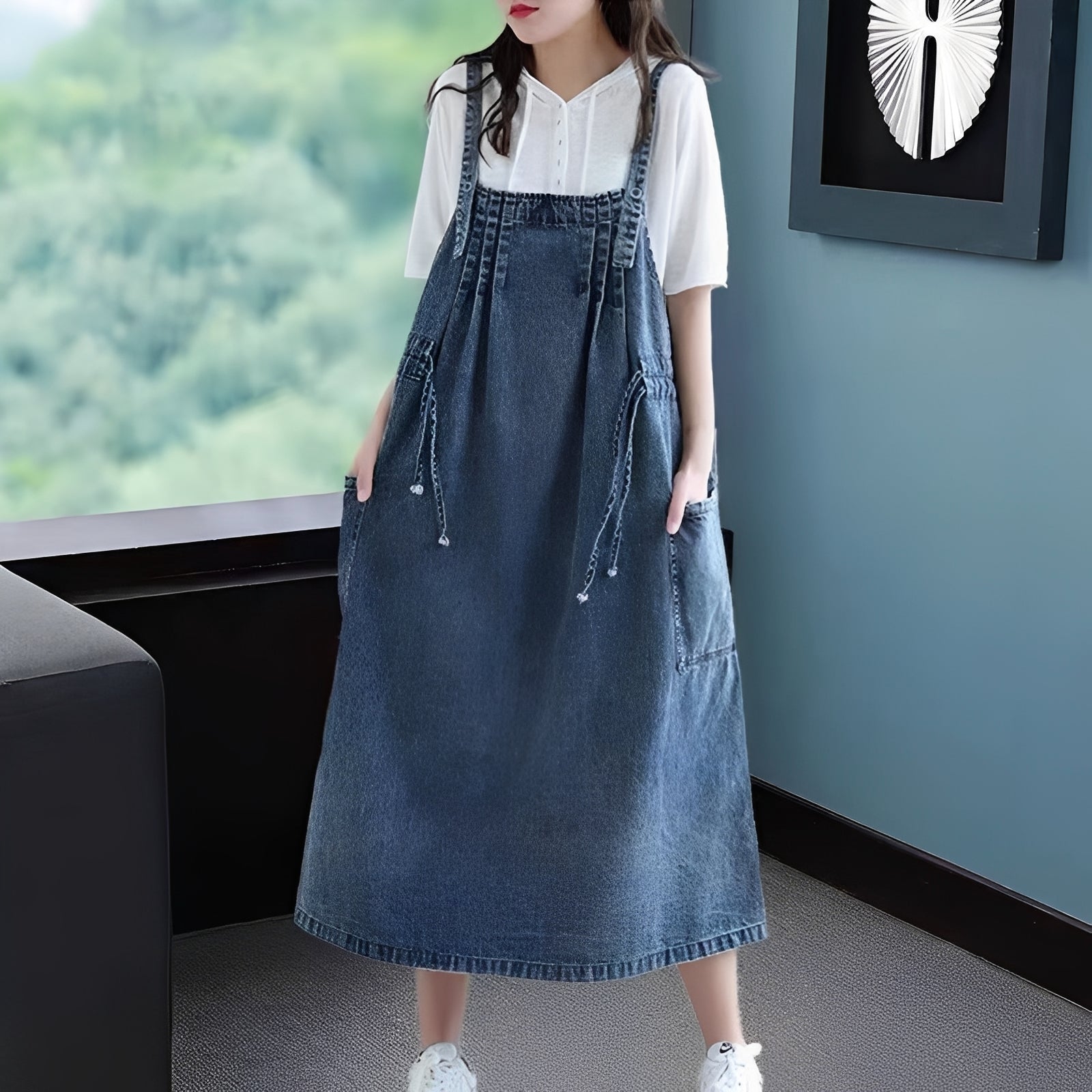 Antonia - Robe en jean élégante grande taille avec poches pour femmes