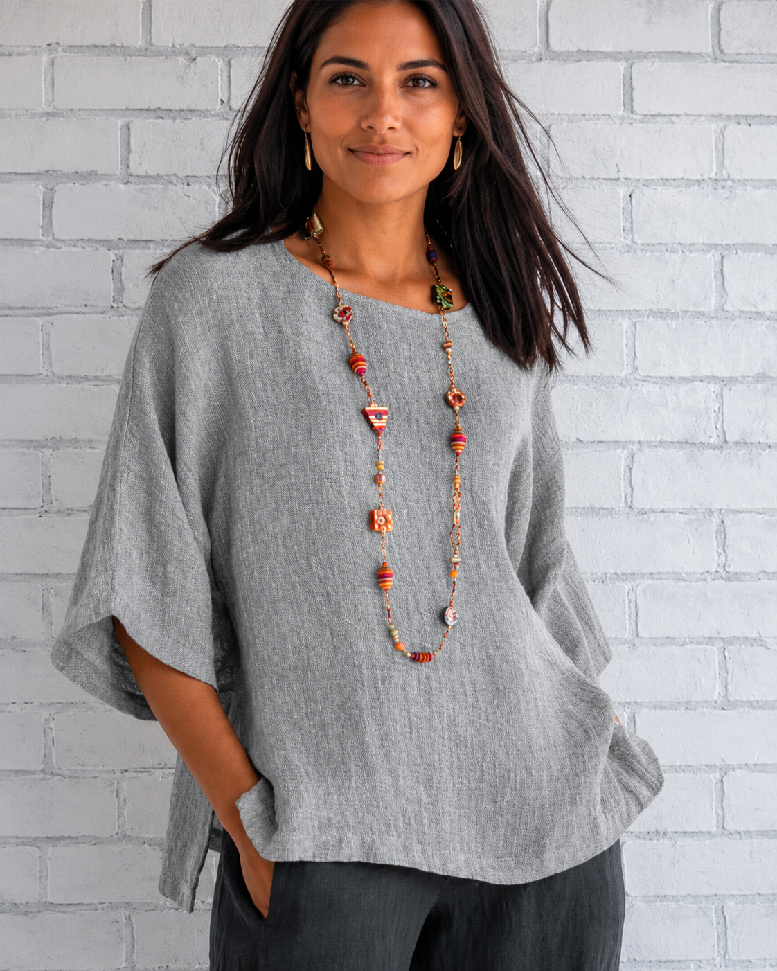 Natalina - Blouse Élégante à Col Rond