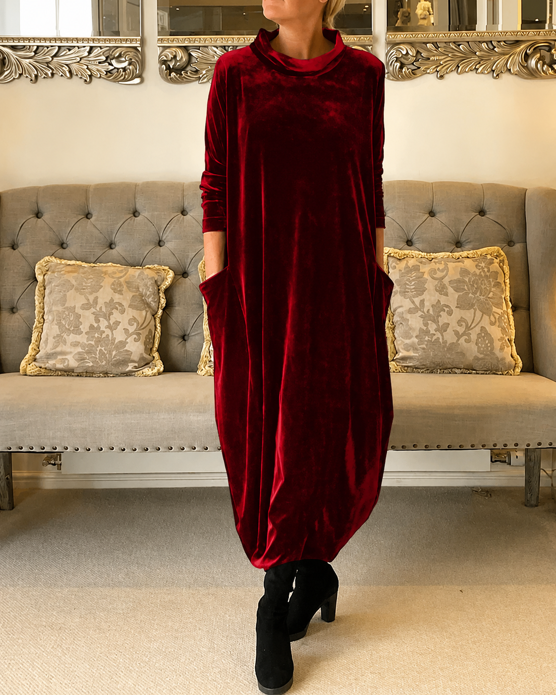 Zalinia - Robe Élégante à Col Rond