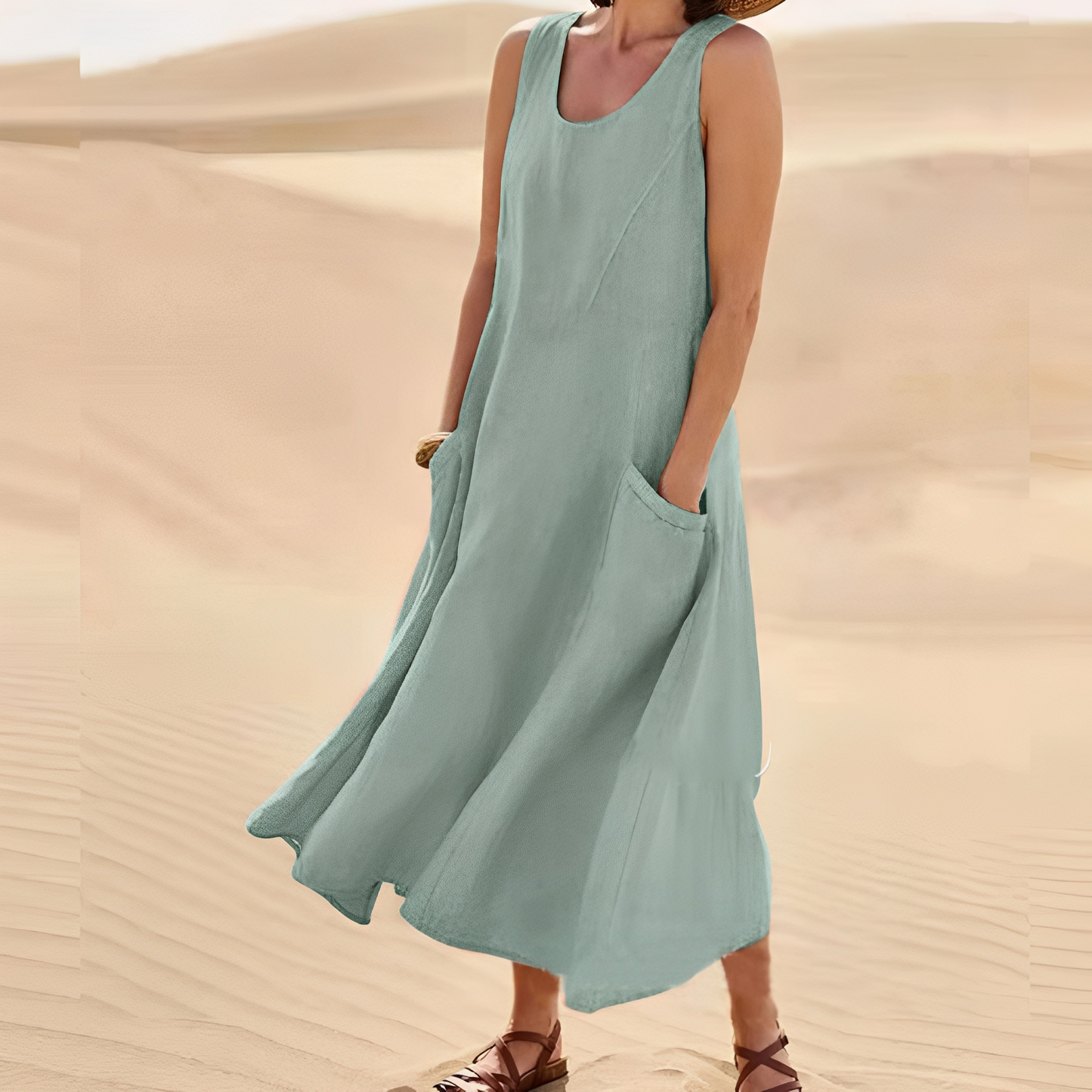 Connie - Robe sans manches décontractée avec poches pour femmes