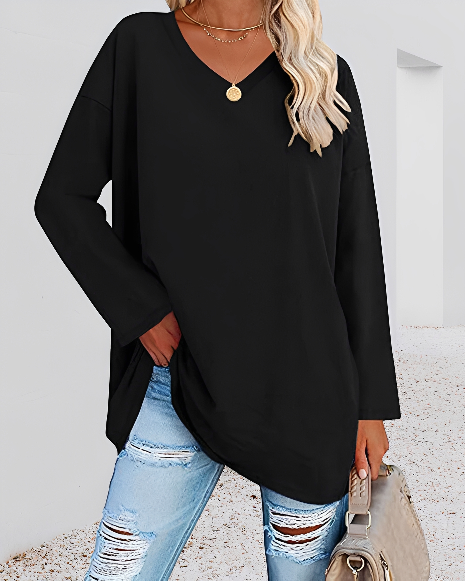 Kendra - Chemise ample à col en V élégante
