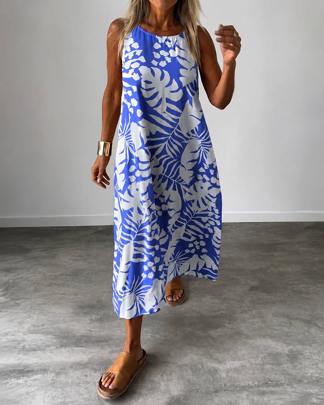 Arianna - Robe Ample Sans Manches à Motifs