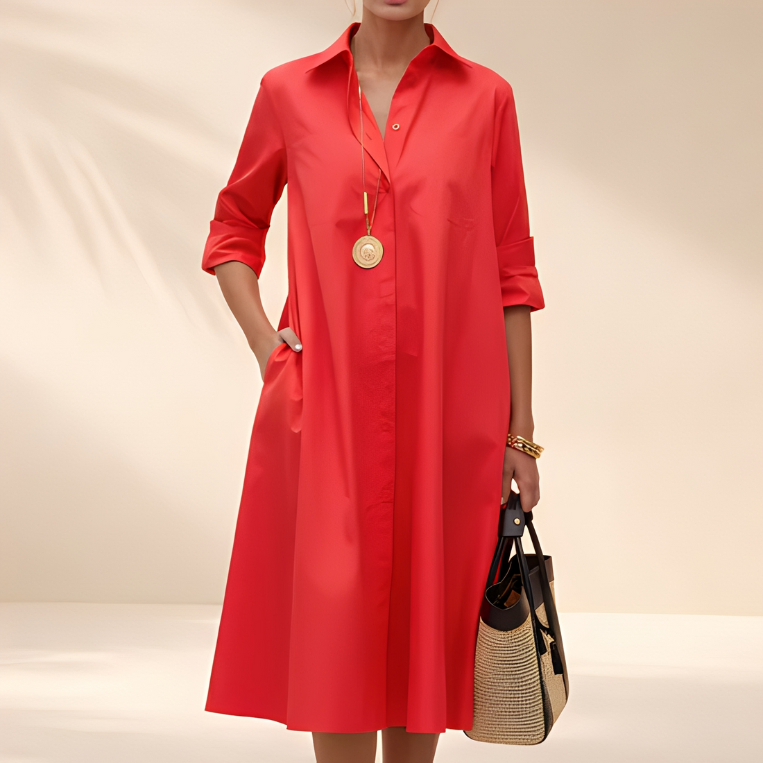 Eljenne - Robe chemise fluide pour femme