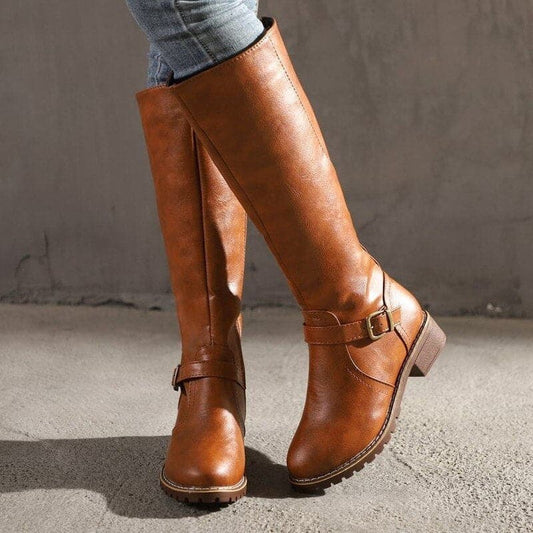 Marisa – Bottes en cuir à talons carrés