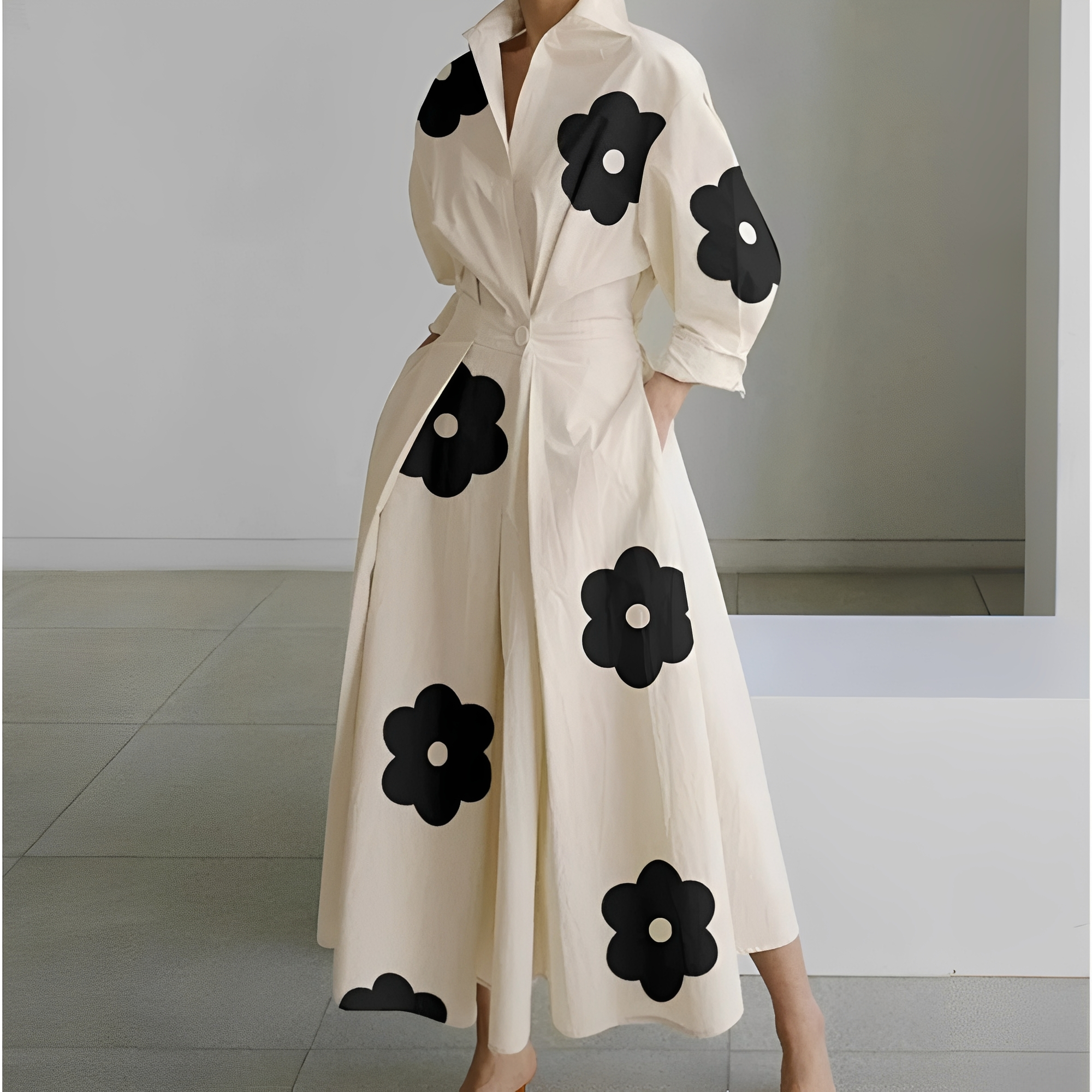 Martha - Robe chemise élégante à motif abstrait pour femmes