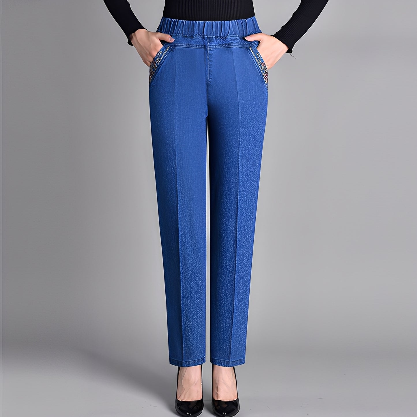 Doriane - Basic trousers with elastic waistband for women