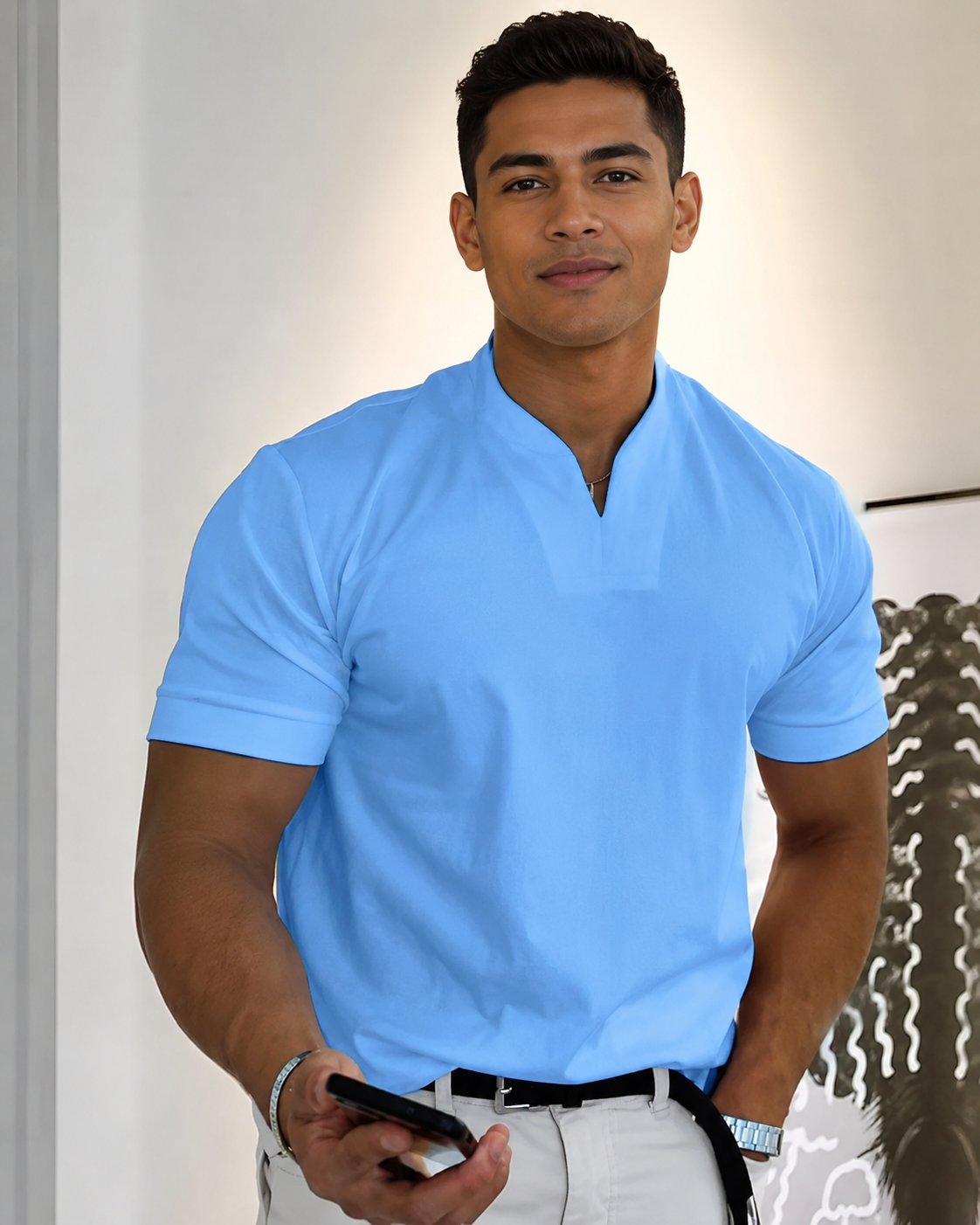 Cédric - T-Shirt Décontracté à Col en V