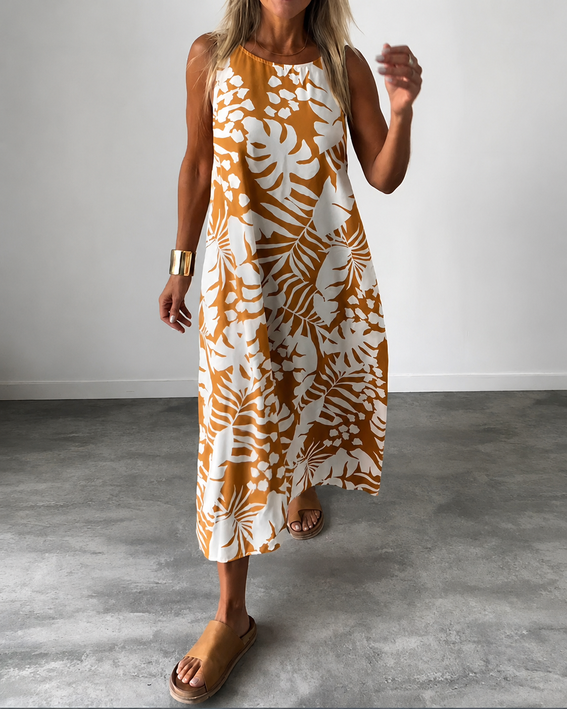 Arianna - Robe Ample Sans Manches à Motifs