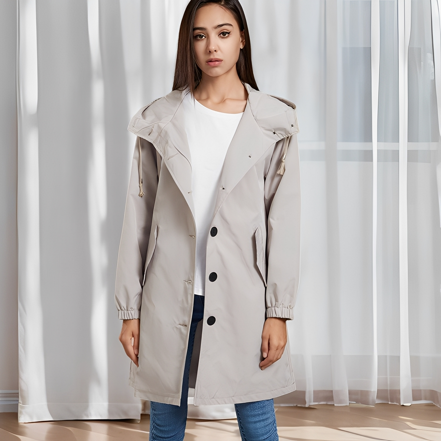 Vivyan - Manteau décontracté résistant à l'eau avec capuche pour femmes