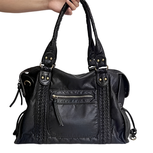 Hollie - Elegant leather handbag with zipper for women