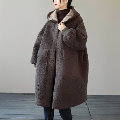 Sophie - Manteau en fausse fourrure ample avec capuche pour femmes