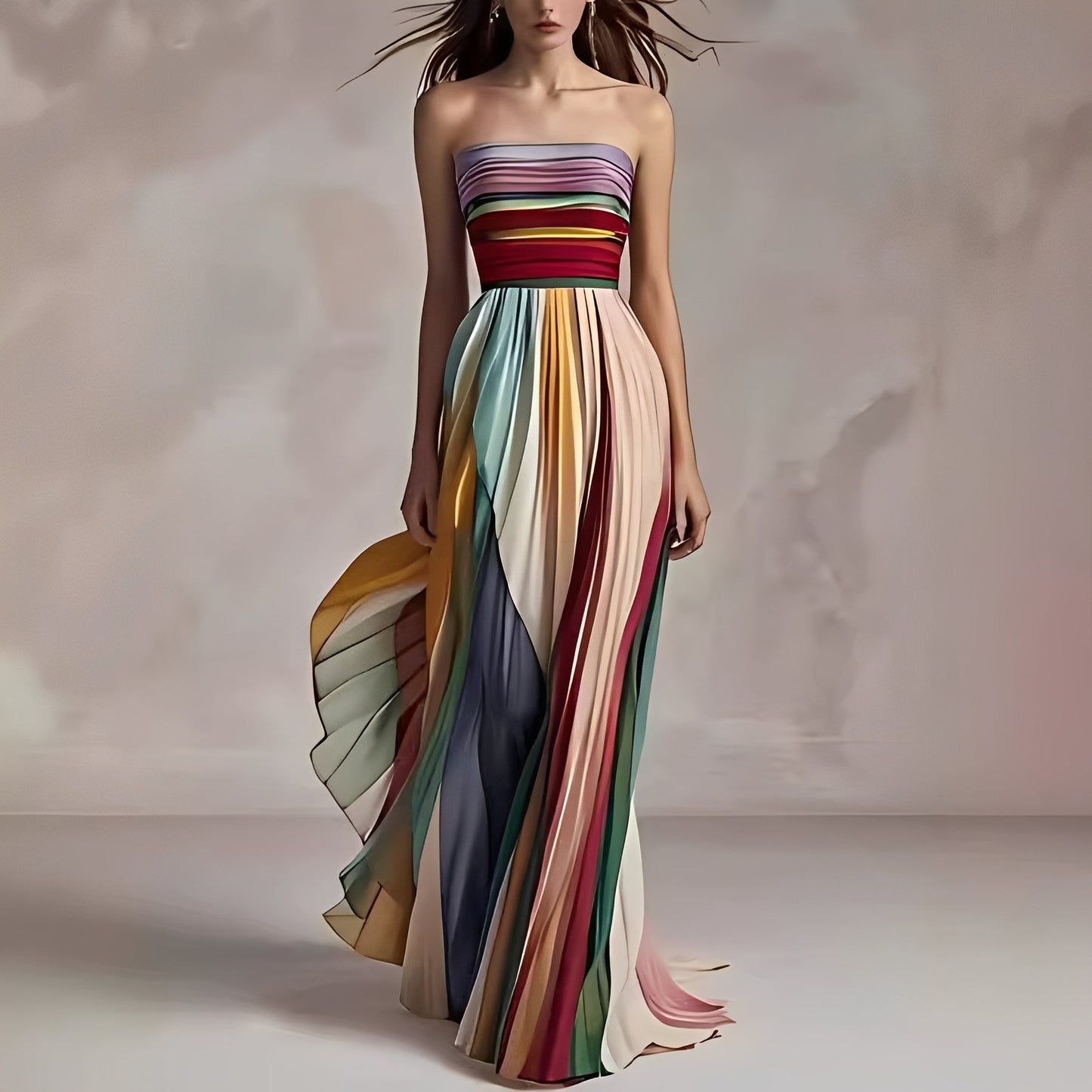 Amelia - Colorful long flared dress for women