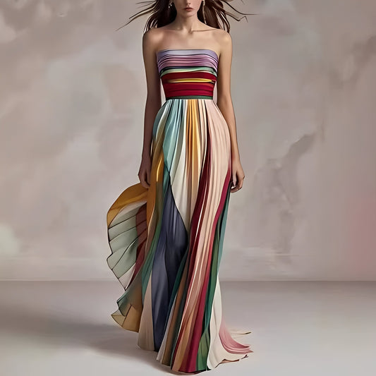 Amelia - Colorful long flared dress for women