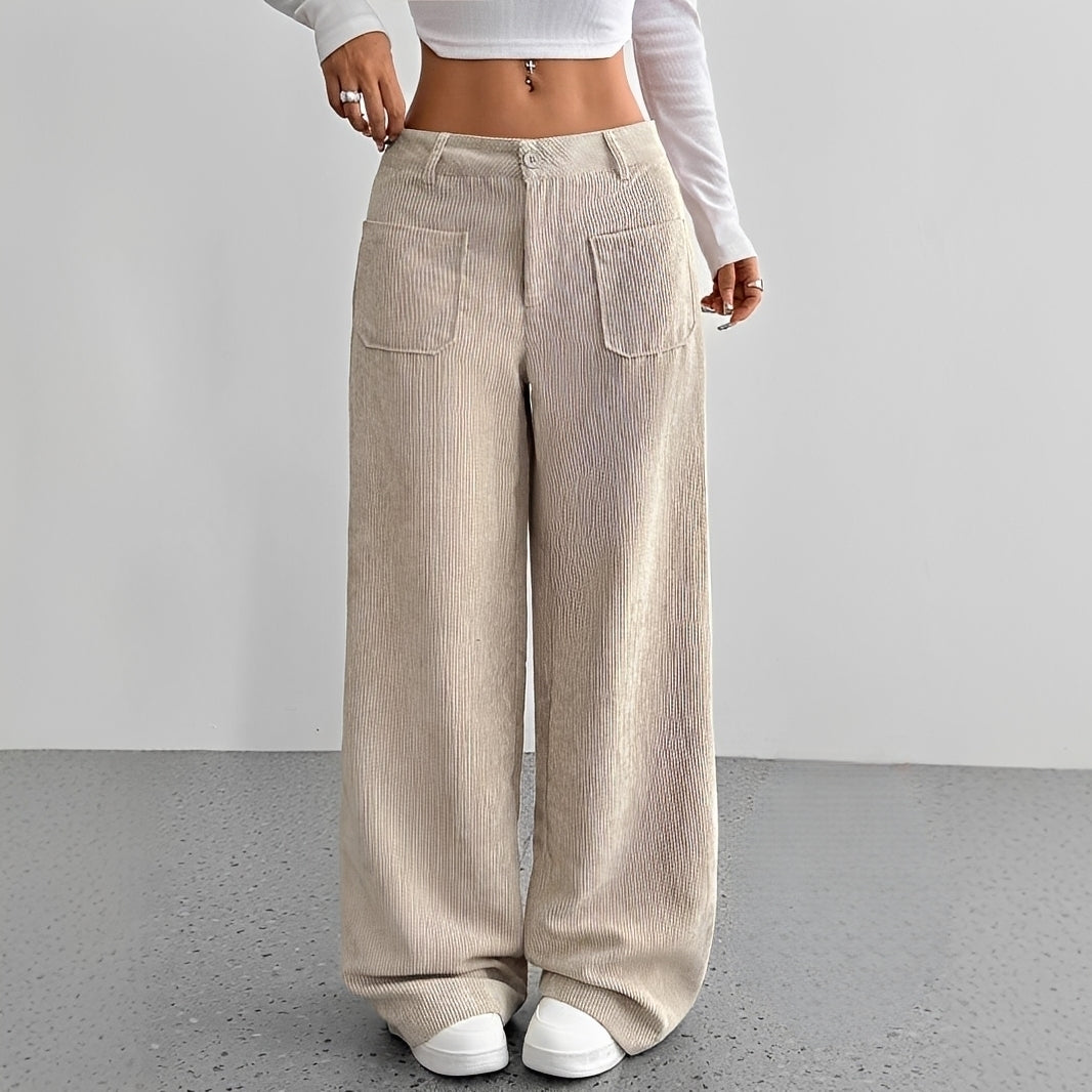 Isabelle - Pantalon en velours côtelé à taille haute