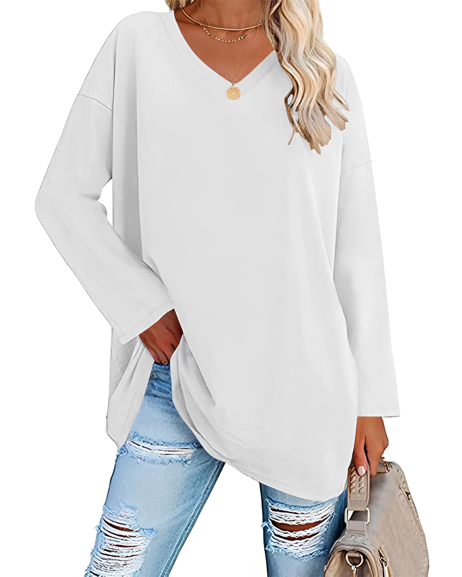 Kendra - Chemise ample à col en V élégante