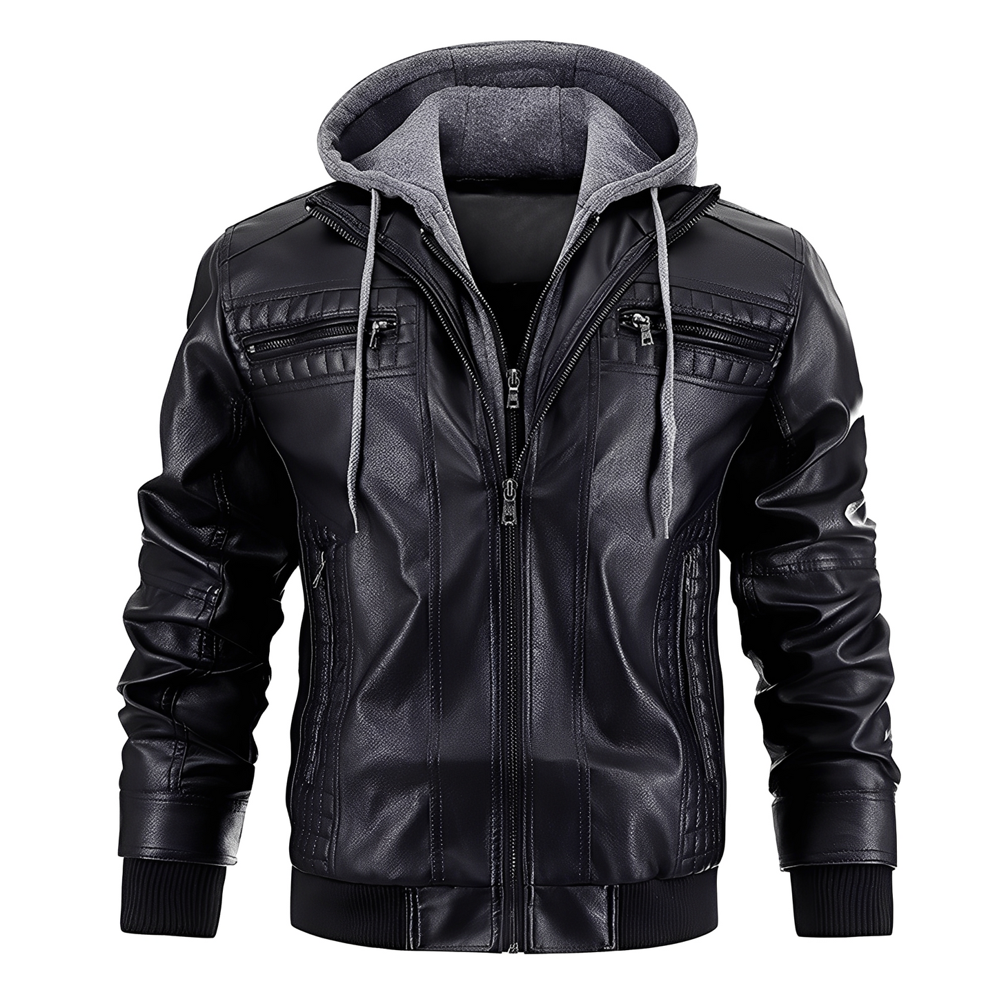 Everard - Veste de moto classique avec capuche pour hommes