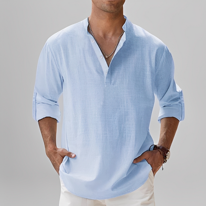 Ezriel - Bequemes Hemd mit halber Knopfleiste für Herren