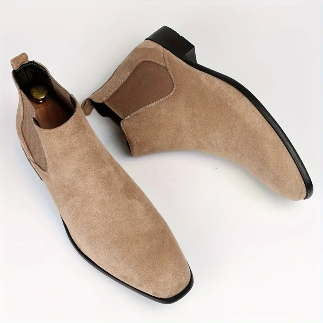 Dario – Bottes Chelsea en Cuir Véritable avec Talon Bas
